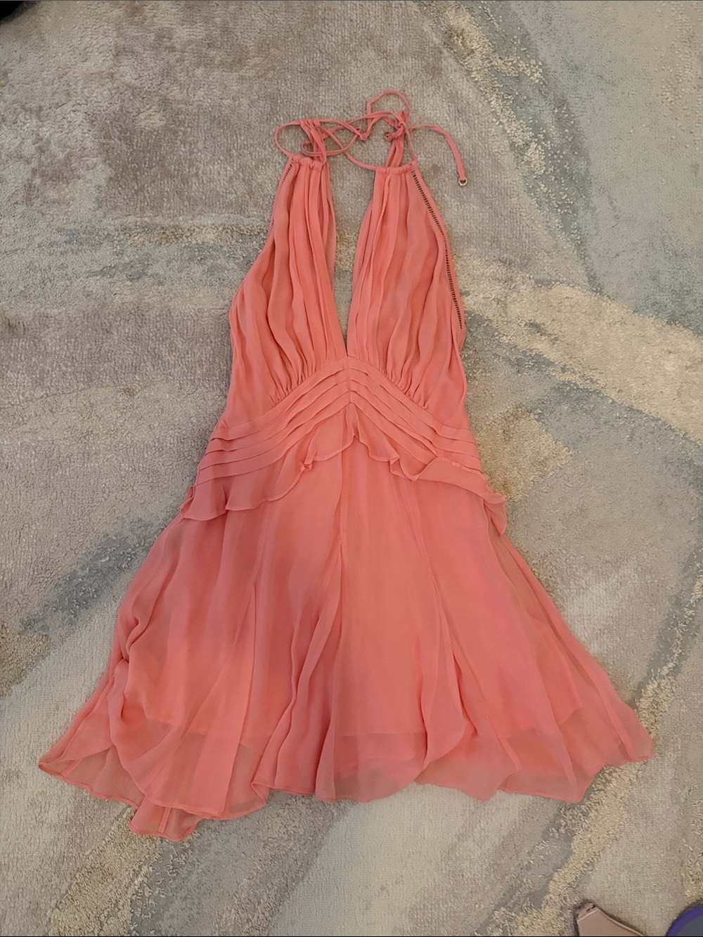 Reiss Women’s Coral Halter Chiffon Dress